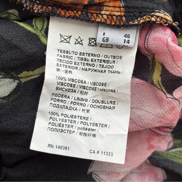 Pinko Babette Flutter Sleeve Floral Blouse Sz 10 - Picture 7 of 8